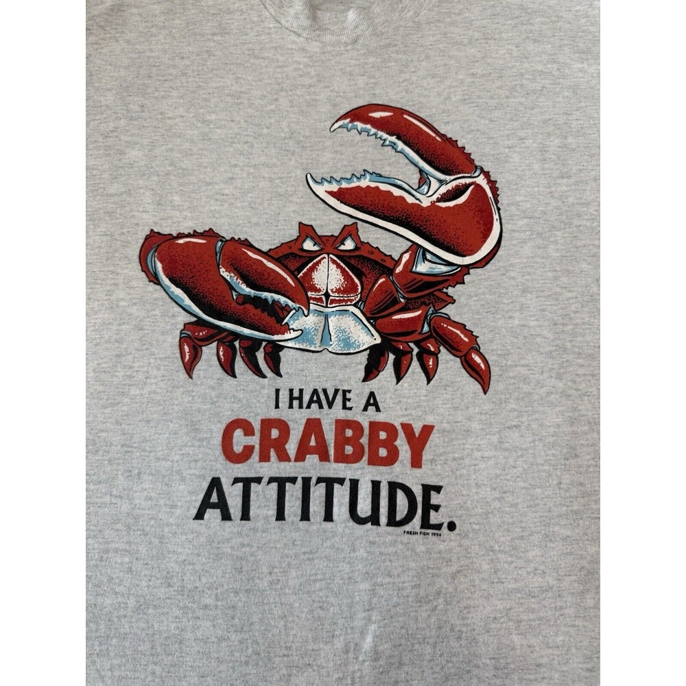 VTG Hanes USA Single Stitch Crabby Attitude Shirt 1994 Fresh Fish LNC Adult XXL - Picture 3 of 8